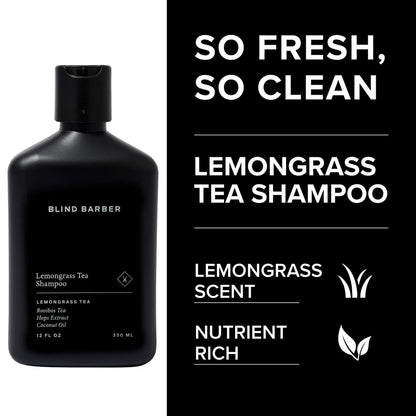Blind Barber Lemongrass Tea Daily Clarifying Shampoo for Men - Sulfate-Free Thickening Shampoo with Minty Scent, Deep Cleansing Hair Wash Removes Build-Up (12 oz) Avelisse