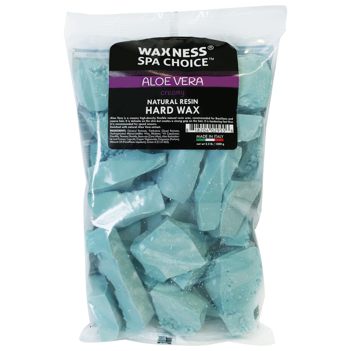 Waxness Spa Choice Aloe Vera Hard Wax Beads 2.2 lb (1 kg) – Professional Hair Removal for Smooth Skin Avelisse