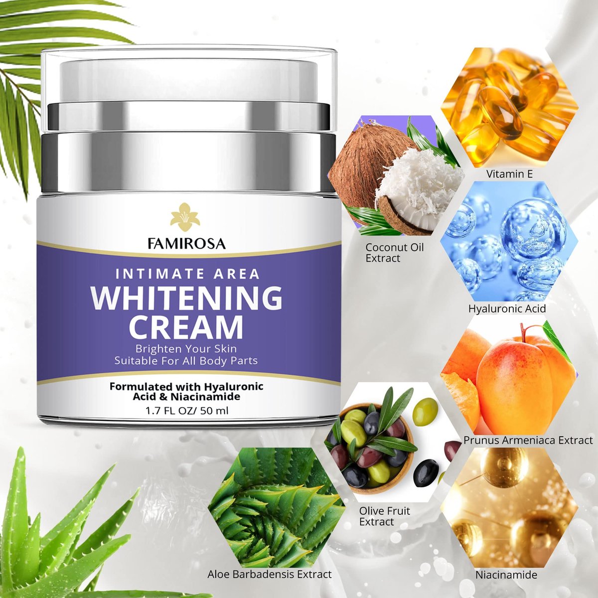 FAMIROSA Intimate Area Dark Spot Corrector - Underarm Cream for Armpit, Knees, Elbows, Inner Thigh, Private Parts - Intimate Skin Cream 50 ml Avelisse