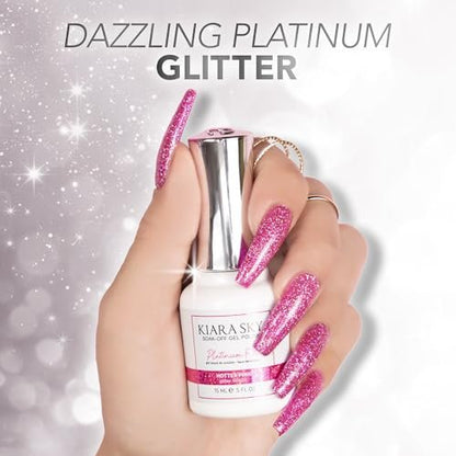 KIARA SKY LED UV Soak Off Platinum Gel FX - Deep Sea One Coat Foil Glitter Nail Polish (0.5 Fl Oz)