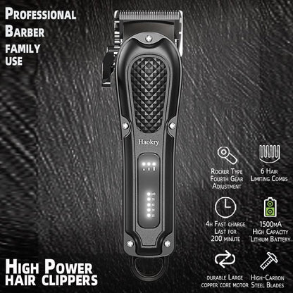 Haokry Professional Hair Clippers for Men - Cordless & Corded Barber Clippers with Rechargeable Beard Trimmer, 3 Speed Modes