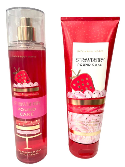 Bath & Body Works Strawberry Pound Cake Fine Fragrance Mist & Ultimate Hydration Body Cream 2-Piece Set Avelisse