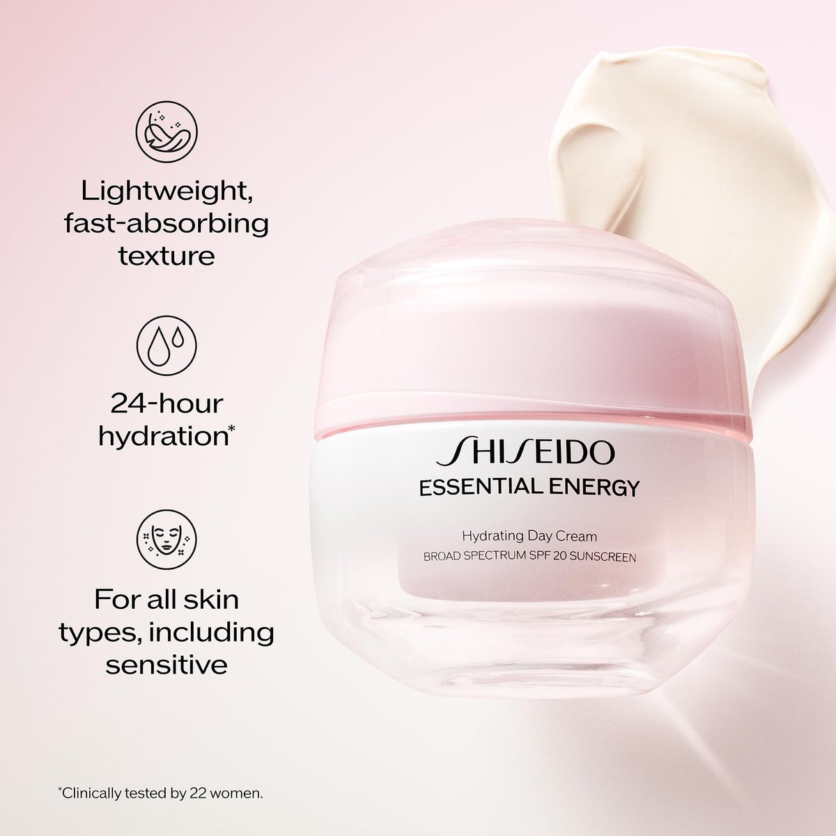 Shiseido Essential Energy Hydrating Day Cream with SPF 20 - 24-Hour Moisture & Pore-Refining - Hyaluronic Acid - All Skin Types - 50 mL Avelisse