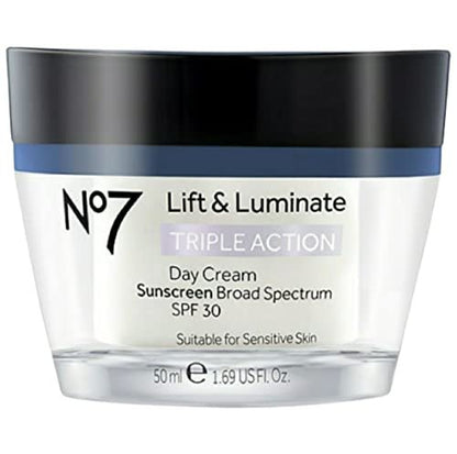 No7 Lift and Luminate Triple Action Face Cream - Day and Night Bundle with SPF 30 Day Cream, 1.69 fl oz Each Avelisse