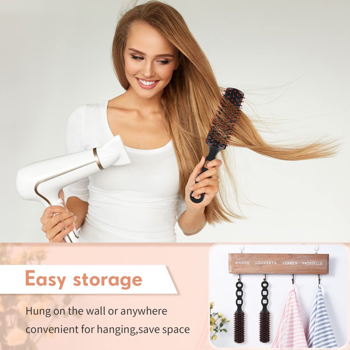 60-Pack Bulk Disposable Hair Brushes for Homeless Shelters, Hotels, Nursing Homes, Charity - Anti-Static Bristles, 7.5 x 1.4 Inch, Black Avelisse