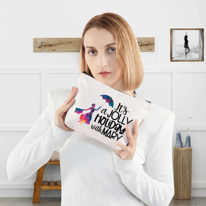 WZMPA Holiday With Mary Cosmetic Makeup Bag – Movie Inspired Canvas Zipper Pouch for Women & Girls