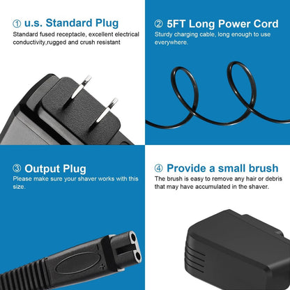 5V 1A Replacement Charger Adapter for Andis Shaver - Compatible with 17150, 17165, TS-1, TS-2 Foil Shavers