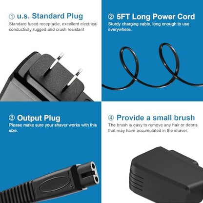 5V 1A Replacement Charger Adapter for Andis Shaver - Compatible with 17150, 17165, TS-1, TS-2 Foil Shavers