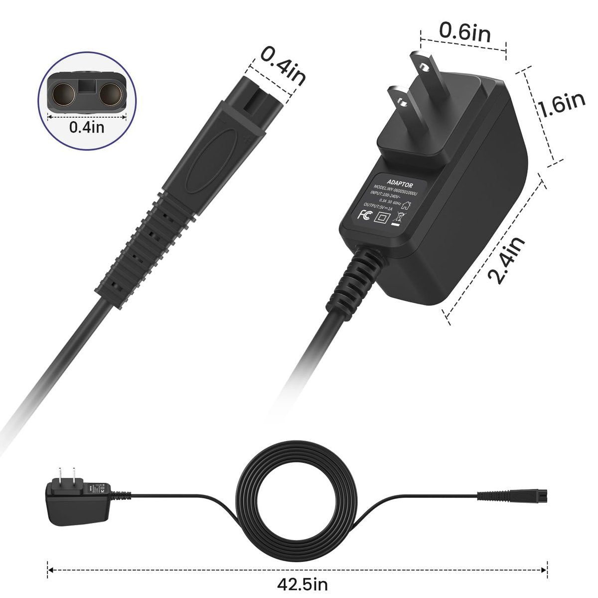 5V 1A Replacement Charger Adapter for Andis Shaver - Compatible with 17150, 17165, TS-1, TS-2 Foil Shavers - görsel 9