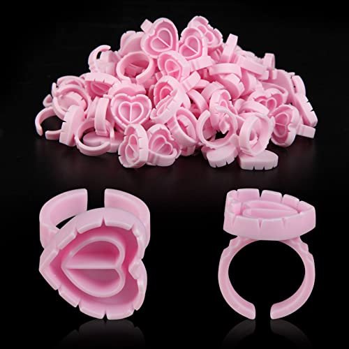 100 Pack Pink Glue Rings for Eyelash Extensions – Disposable Lash Glue Holder Rings - görsel 2