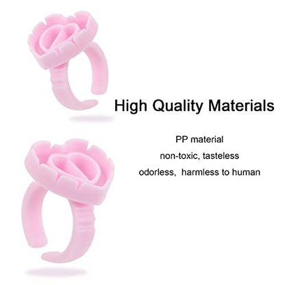 100 Pack Pink Glue Rings for Eyelash Extensions – Disposable Lash Glue Holder Rings