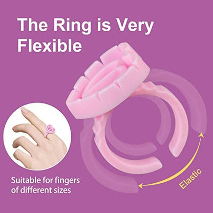 100 Pack Pink Glue Rings for Eyelash Extensions – Disposable Lash Glue Holder Rings