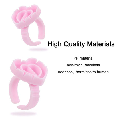 100 Pack Pink Glue Rings for Eyelash Extensions – Disposable Lash Glue Holder Rings