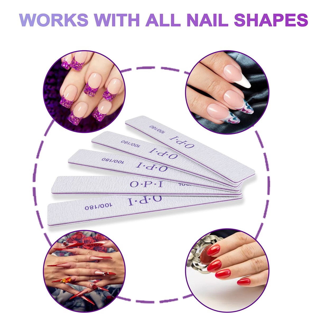 Waqas 12 Pcs Nail File Set - Double Sided Emery Board for Natural and Acrylic Nails, 100/180 Grit Professional Manicure Tools - görsel 13