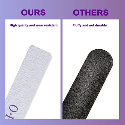 Waqas 12 Pcs Nail File Set - Double Sided Emery Board for Natural and Acrylic Nails, 100/180 Grit Professional Manicure Tools