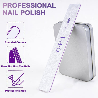 Waqas 12 Pcs Nail File Set - Double Sided Emery Board for Natural and Acrylic Nails, 100/180 Grit Professional Manicure Tools