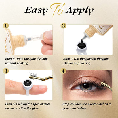 QUEWEL Lash Clusters Glue 10ml Black – Long-Lasting DIY Lash Extensions, No Irritation, Large Capacity Avelisse