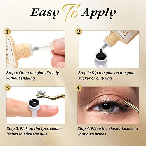 QUEWEL Lash Clusters Glue 10ml Black – Long-Lasting DIY Lash Extensions, No Irritation, Large Capacity Avelisse