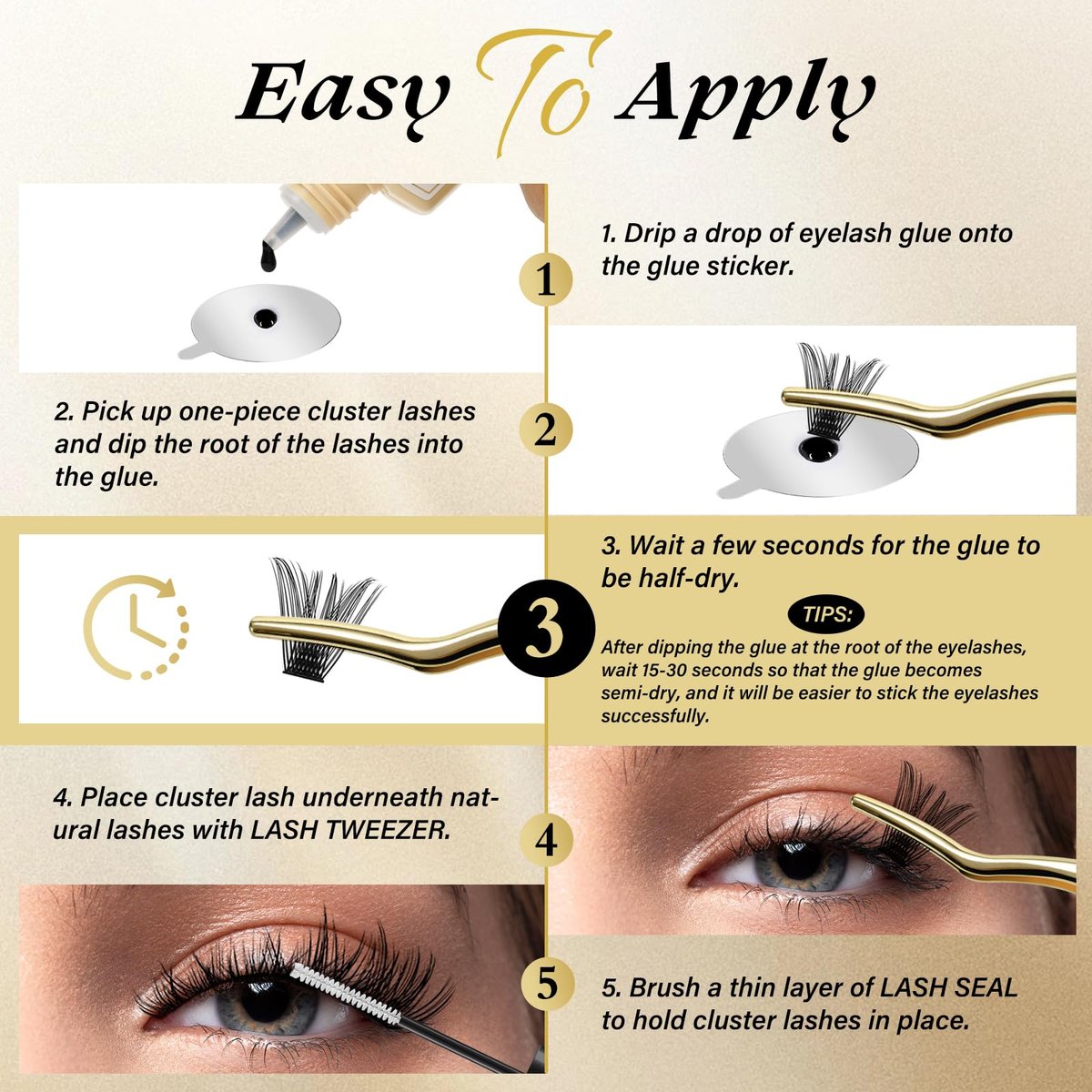 QUEWEL Lash Clusters Glue 10ml Black – Long-Lasting DIY Lash Extensions, No Irritation, Large Capacity Avelisse