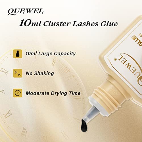 QUEWEL Lash Clusters Glue 10ml Black – Long-Lasting DIY Lash Extensions, No Irritation, Large Capacity Avelisse