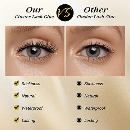 QUEWEL Lash Clusters Glue 10ml Black – Long-Lasting DIY Lash Extensions, No Irritation, Large Capacity Avelisse