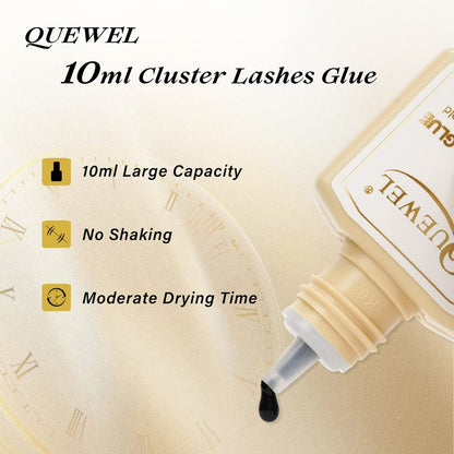 QUEWEL Lash Clusters Glue 10ml Black – Long-Lasting DIY Lash Extensions, No Irritation, Large Capacity Avelisse