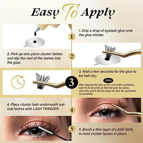 QUEWEL Lash Clusters Glue 10ml Black – Long-Lasting DIY Lash Extensions, No Irritation, Large Capacity Avelisse