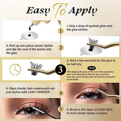 QUEWEL Lash Clusters Glue 10ml Black – Long-Lasting DIY Lash Extensions, No Irritation, Large Capacity Avelisse