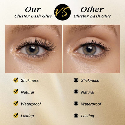 QUEWEL Lash Clusters Glue 10ml Black – Long-Lasting DIY Lash Extensions, No Irritation, Large Capacity Avelisse