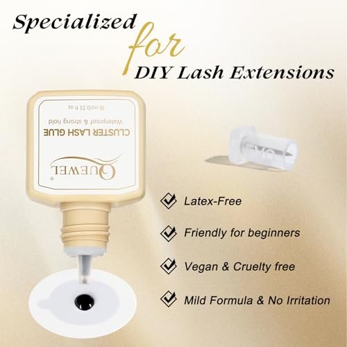 QUEWEL Lash Clusters Glue 10ml Black – Long-Lasting DIY Lash Extensions, No Irritation, Large Capacity Avelisse