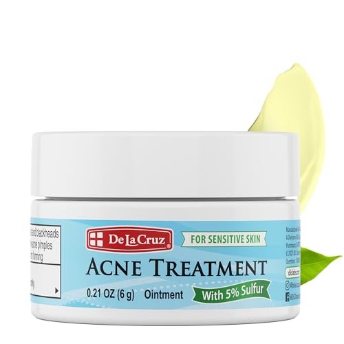 De La Cruz 10% Sulfur Ointment - Cystic Acne Spot Treatment & Face Mask for Hormonal Acne, Blackhead Remover, 0.21 oz Trial Size - görsel 2