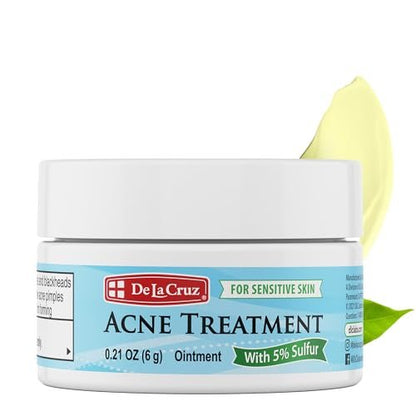 De La Cruz 10% Sulfur Ointment - Cystic Acne Spot Treatment & Face Mask for Hormonal Acne, Blackhead Remover, 0.21 oz Trial Size
