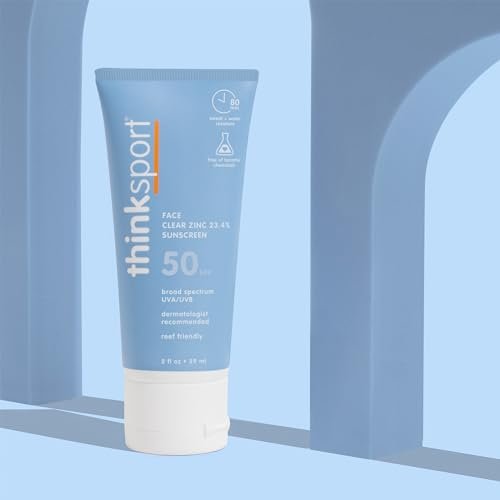 Thinksport SPF 50+ Face Sunscreen – Clear Zinc Oxide, Water Resistant, Reef Safe, 2 Fl Oz - görsel 5