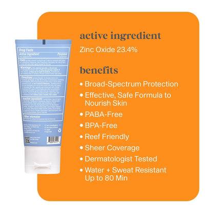 Thinksport SPF 50+ Face Sunscreen – Clear Zinc Oxide, Water Resistant, Reef Safe, 2 Fl Oz