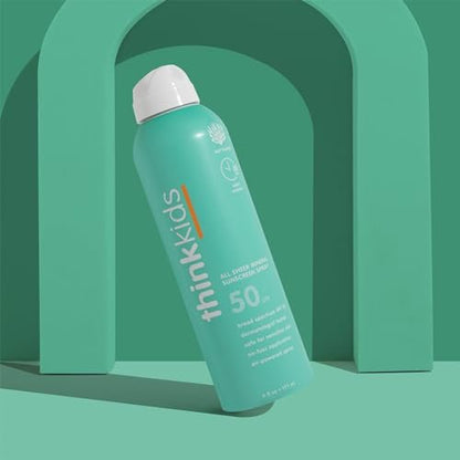 Thinksport Kids Sunscreen Spray SPF 50 - All Sheer Mineral Sunscreen, 6 Fl Oz, Water Resistant, Natural Zinc Oxide UVA/UVB Protection for Baby & Toddler Avelisse