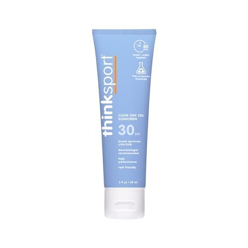 Thinksport SPF 30 Sport Sunscreen, 3oz – Clear Zinc Oxide, Water-Resistant Mineral Sun Lotion, Reef-Safe & Vegan - görsel 1