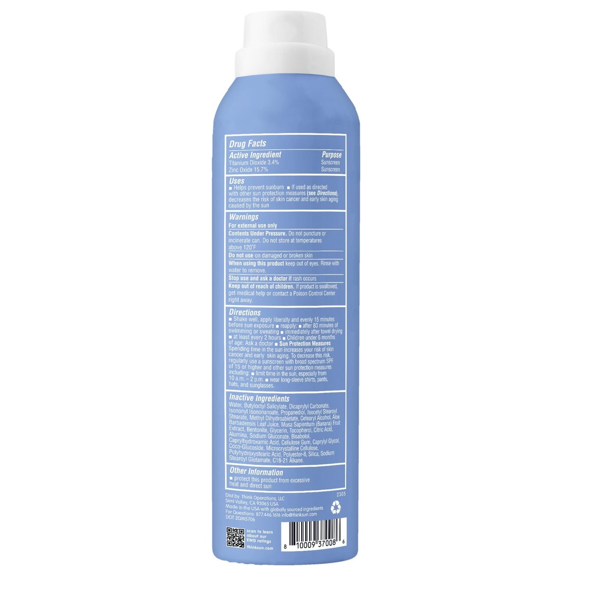 Thinksport SPF 50+ Mineral Sunscreen Spray, All Sheer, 6 Fl Oz – Natural, Water Resistant Body Sun Protection, Vegan & Reef Safe Avelisse