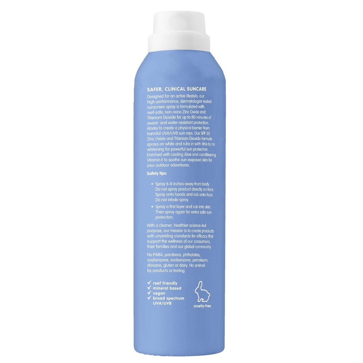Thinksport SPF 50+ Mineral Sunscreen Spray, All Sheer, 6 Fl Oz – Natural, Water Resistant Body Sun Protection, Vegan & Reef Safe Avelisse