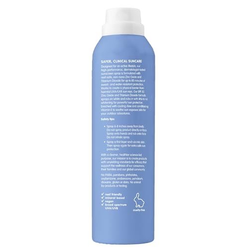 Thinksport SPF 50+ Mineral Sunscreen Spray, All Sheer, 6 Fl Oz – Natural, Water Resistant Body Sun Protection, Vegan & Reef Safe Avelisse
