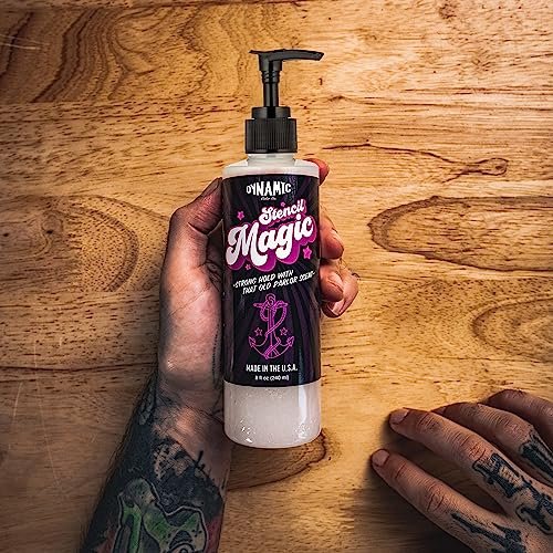 Dynamic Color Co Stencil Magic Tattoo Stencil Transfer Gel - 8 oz, Long Lasting, No Smear, Fast Drying, Safe & Non-Toxic Avelisse
