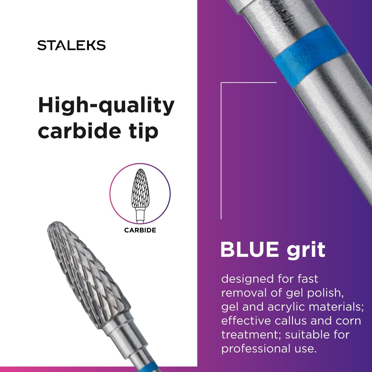 STALEKS PRO Expert Carbide Nail Drill Bit - Corn Shape, Blue, 5mm Head / 13mm WP, Medium Hardness for Artificial Nail Correction & Gel Polish Removal - görsel 11