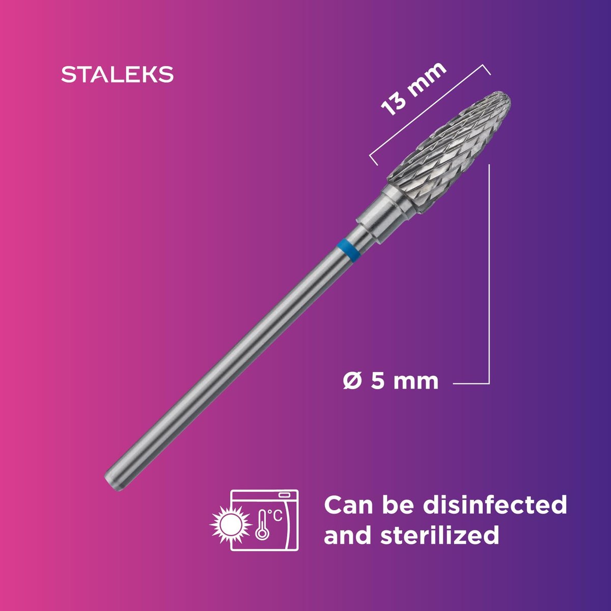 STALEKS PRO Expert Carbide Nail Drill Bit - Corn Shape, Blue, 5mm Head / 13mm WP, Medium Hardness for Artificial Nail Correction & Gel Polish Removal - görsel 13