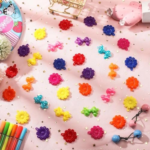 Giegxin 60 Pcs Self Hinge Hair Barrettes Ball Bubble Hair Accessories for Girls Set Plastic Girls Barrettes Clips Assorted Elastic Ponytail Holder Toddler Ball Ties (Lovely Style) - görsel 10