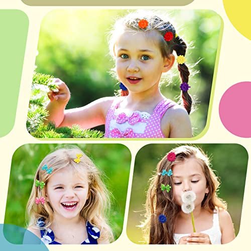 Giegxin 60 Pcs Self Hinge Hair Barrettes Ball Bubble Hair Accessories for Girls Set Plastic Girls Barrettes Clips Assorted Elastic Ponytail Holder Toddler Ball Ties (Lovely Style) - görsel 8