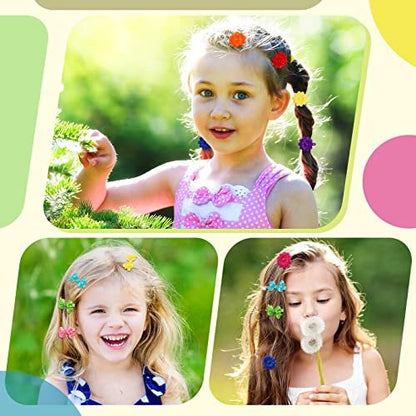 Giegxin 60 Pcs Self Hinge Hair Barrettes Ball Bubble Hair Accessories for Girls Set Plastic Girls Barrettes Clips Assorted Elastic Ponytail Holder Toddler Ball Ties (Lovely Style)