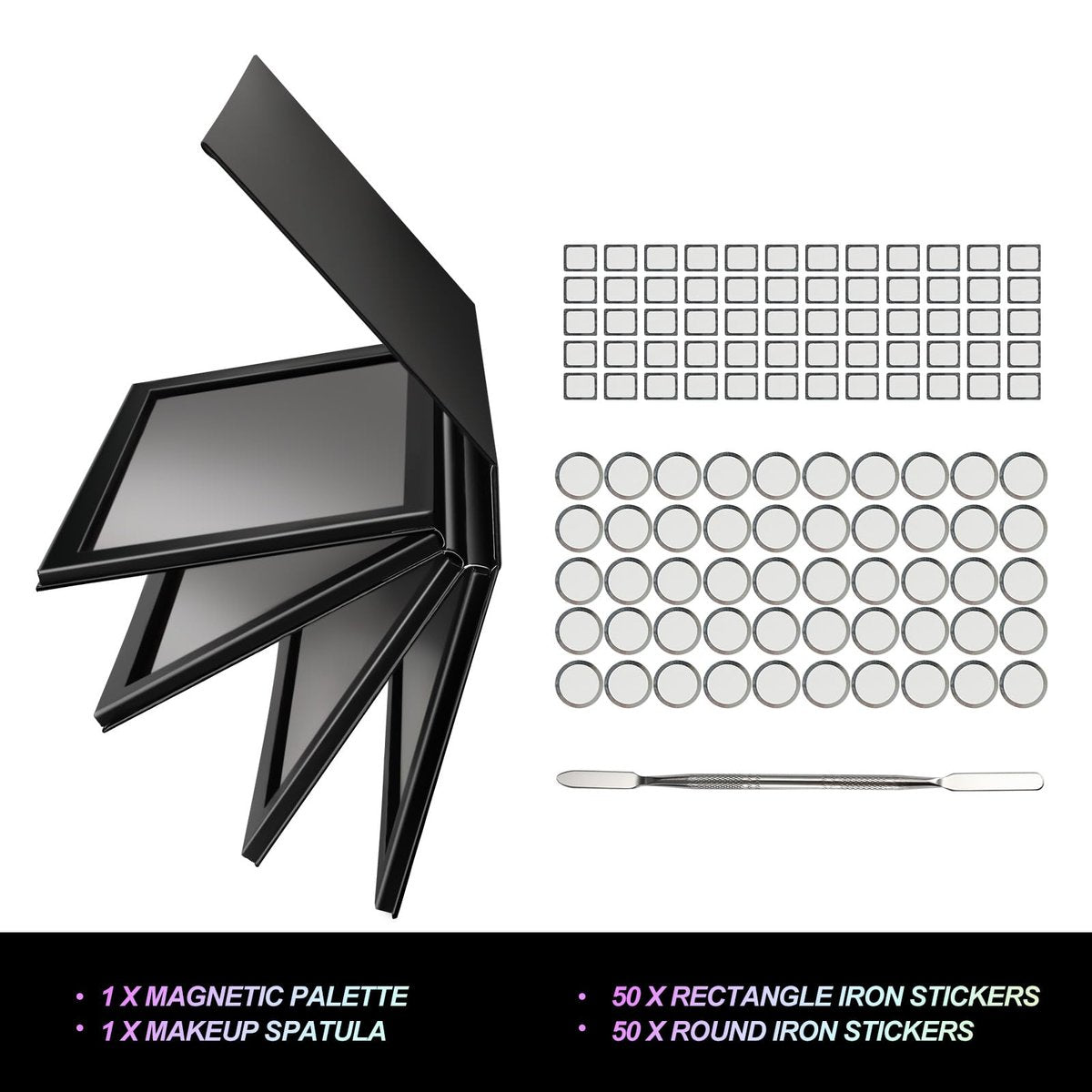 SZDYM Strong 4-Layer Empty Magnetic Palette Book - Includes Depotting Spatula, 50 Round & 50 Square Metal Stickers Avelisse