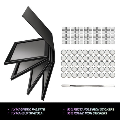 SZDYM Strong 4-Layer Empty Magnetic Palette Book - Includes Depotting Spatula, 50 Round & 50 Square Metal Stickers Avelisse