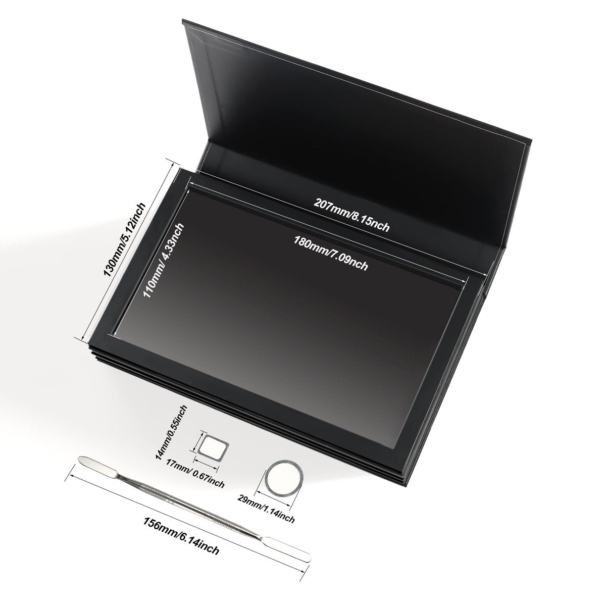SZDYM Strong 4-Layer Empty Magnetic Palette Book - Includes Depotting Spatula, 50 Round & 50 Square Metal Stickers Avelisse
