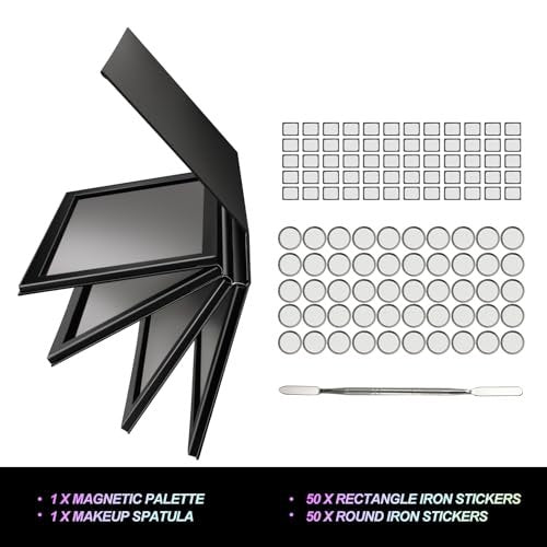 SZDYM Strong 4-Layer Empty Magnetic Palette Book - Includes Depotting Spatula, 50 Round & 50 Square Metal Stickers Avelisse