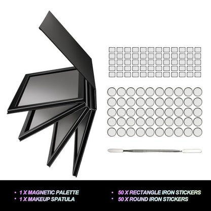 SZDYM Strong 4-Layer Empty Magnetic Palette Book - Includes Depotting Spatula, 50 Round & 50 Square Metal Stickers Avelisse